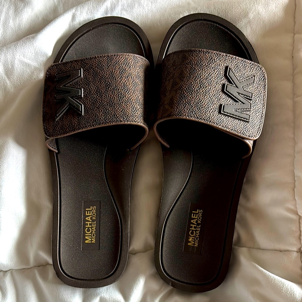 Michael Kors Brown Suede Sandals with Padded Strap